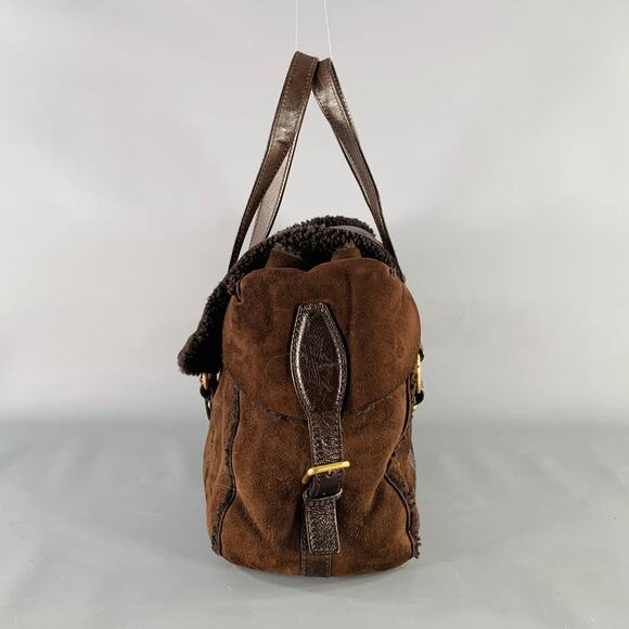 YVES SAINT LAURENT Brown Shearling Leather Shoulder Handbag - Picture 5 of 11